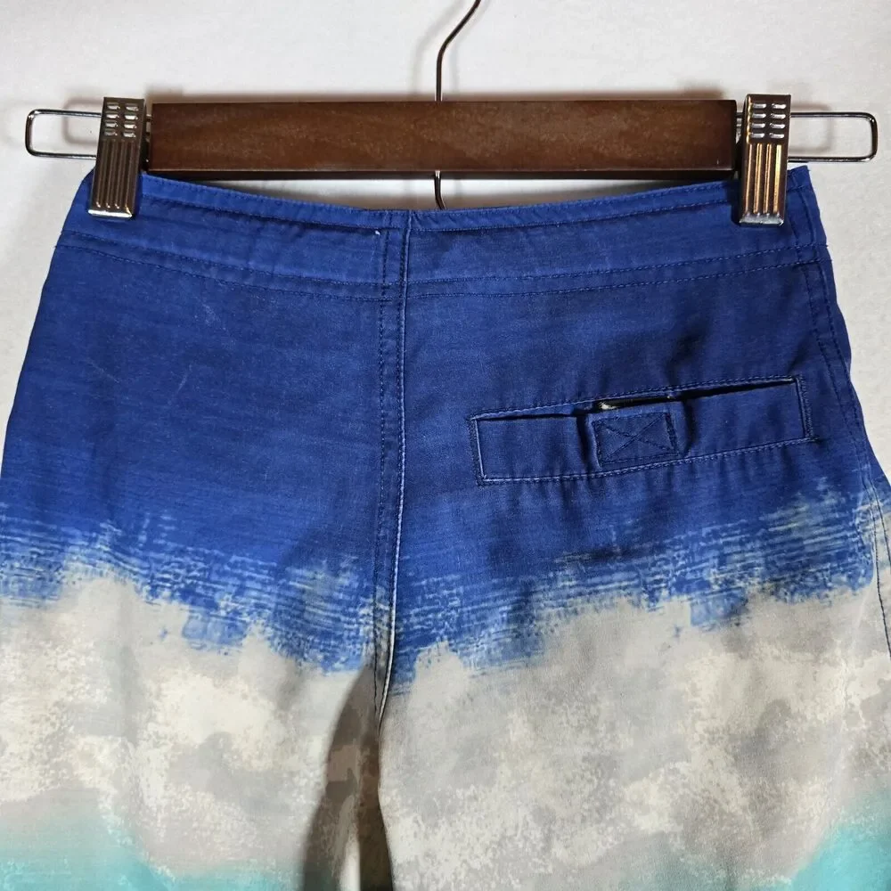Wonder Nation Boys Blue Drawstring Bathing Suit Swim Trunks Shorts EUC Siz6/7